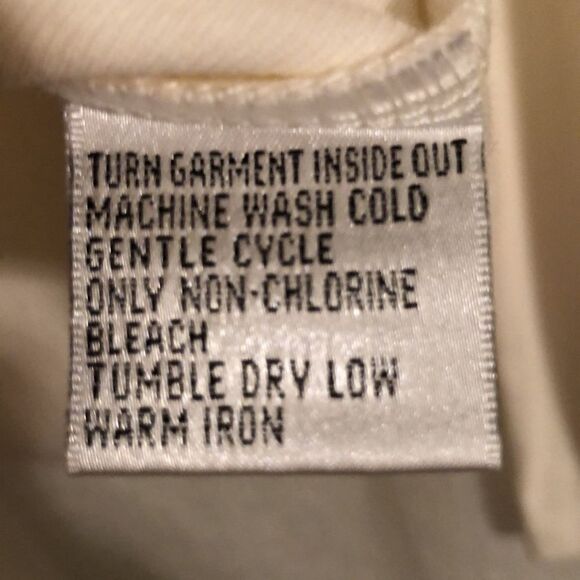 Talbots M Cotton Ivory Pullover Long Sleeve Top Embellished Around V-Neck - Picture 9 of 10